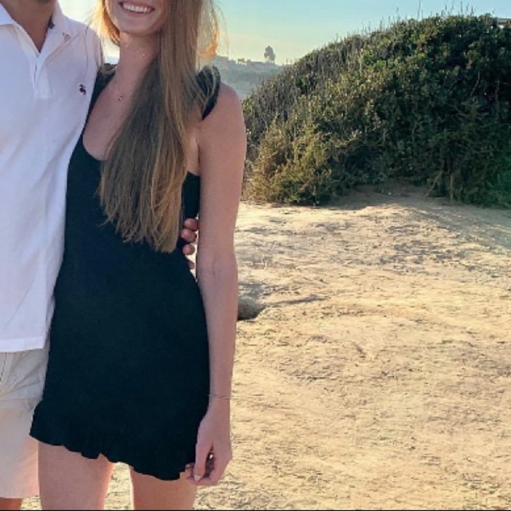 Black tie strap mini dress